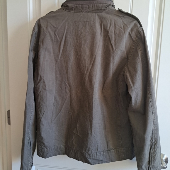 Men's LEVIS UTILITY jacket zip snap closure pockets olive green hood *FLAW* - Picture 7 of 10